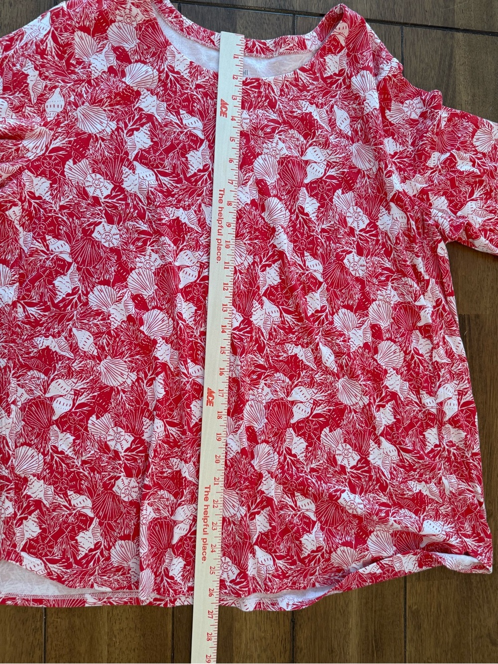 J. Jill Red and White Seashell Swing Tunic Top Blouse Beach Resort Whimsical 2X - Picture 4 of 6
